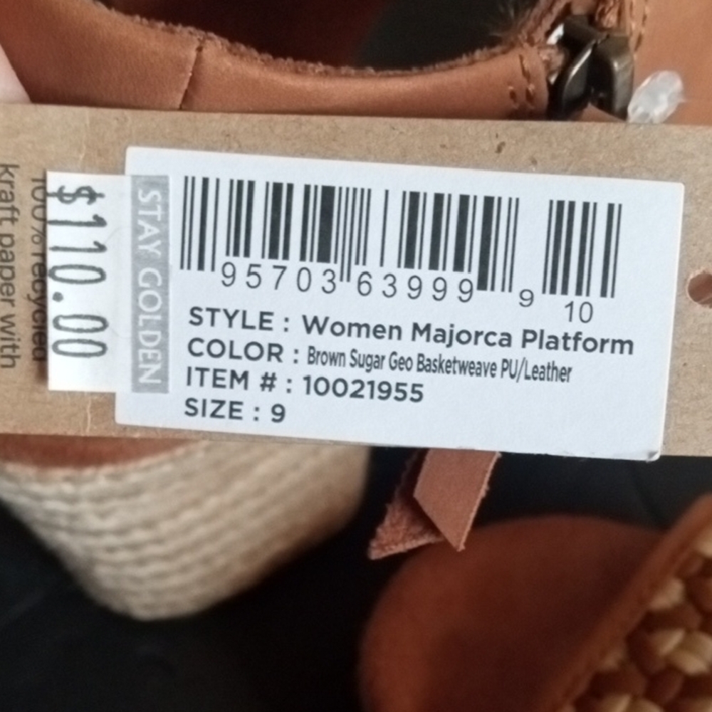 Toms Tan Woven Front Espadrille Block Heel Sandals NWT - Picture 7 of 16